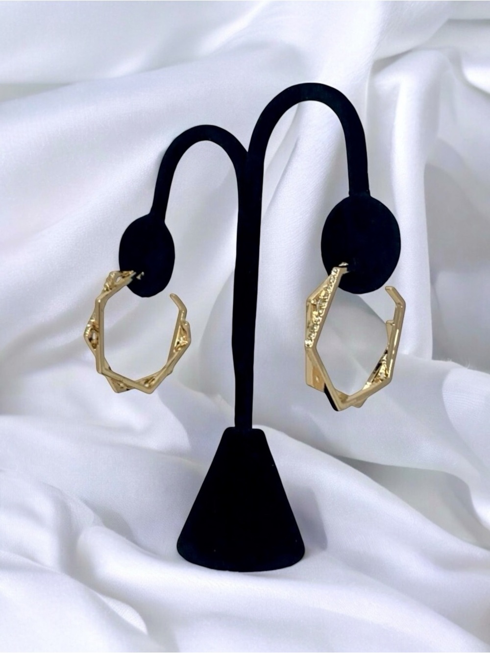 Open Hoop Bijoux Bar Delicates Gold & Plated Octagon Earrings